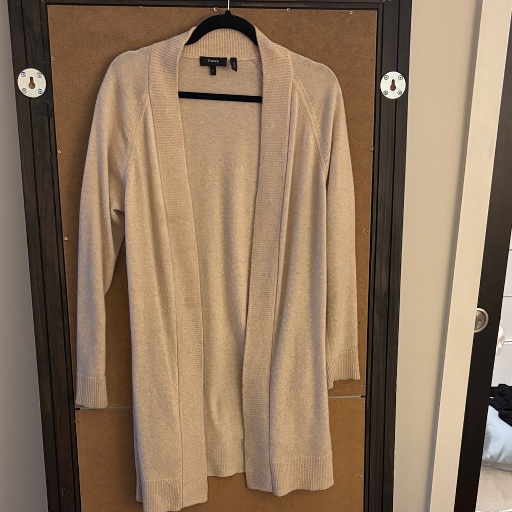 Theory Beige Knit Cardigan